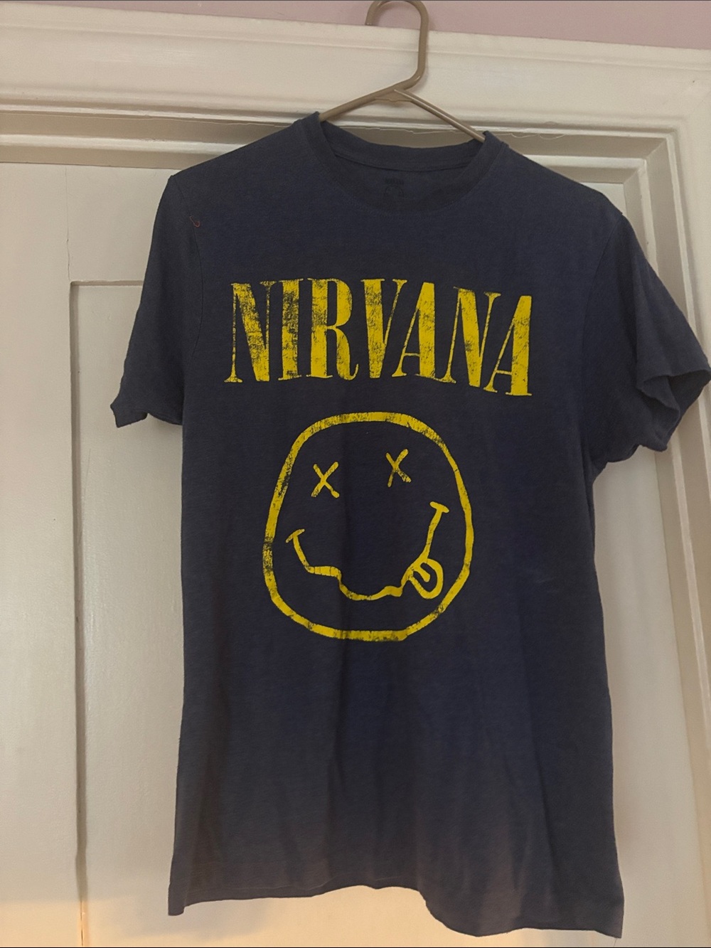 NIRVANA Navy Tee with Yellow Smiley Logo